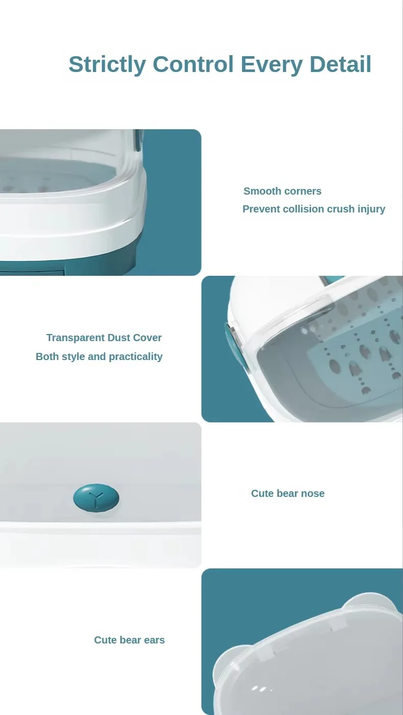 Hot Sale Plastic Baby Bottle Drying Rack Rectangle Shape with Cover and Handle-for Milk Feeding Bottle Storage factory