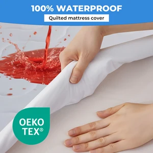 100% Polyester Quilted Bed Protection Pad Mattress Protector Anti-Bacteria Anti-Dust Mite Six-Sided Waterproof Air-Permeable