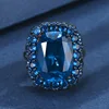Black gold Blue pointed crystal ring