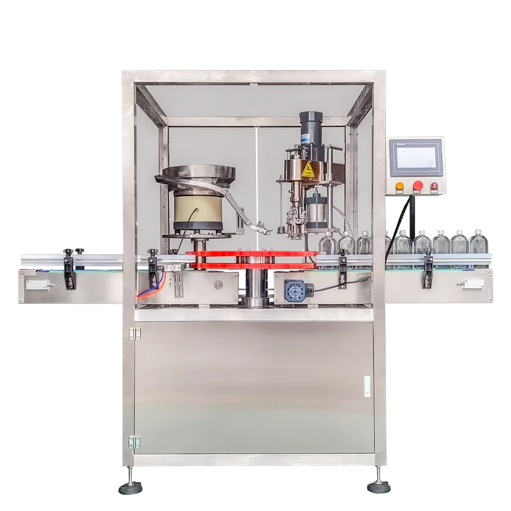YIMU Automatic Cap Feeder Machine Mist Spray Gallon Bottle Cap Screw Plastic Snap Lid Press on Capping Machine