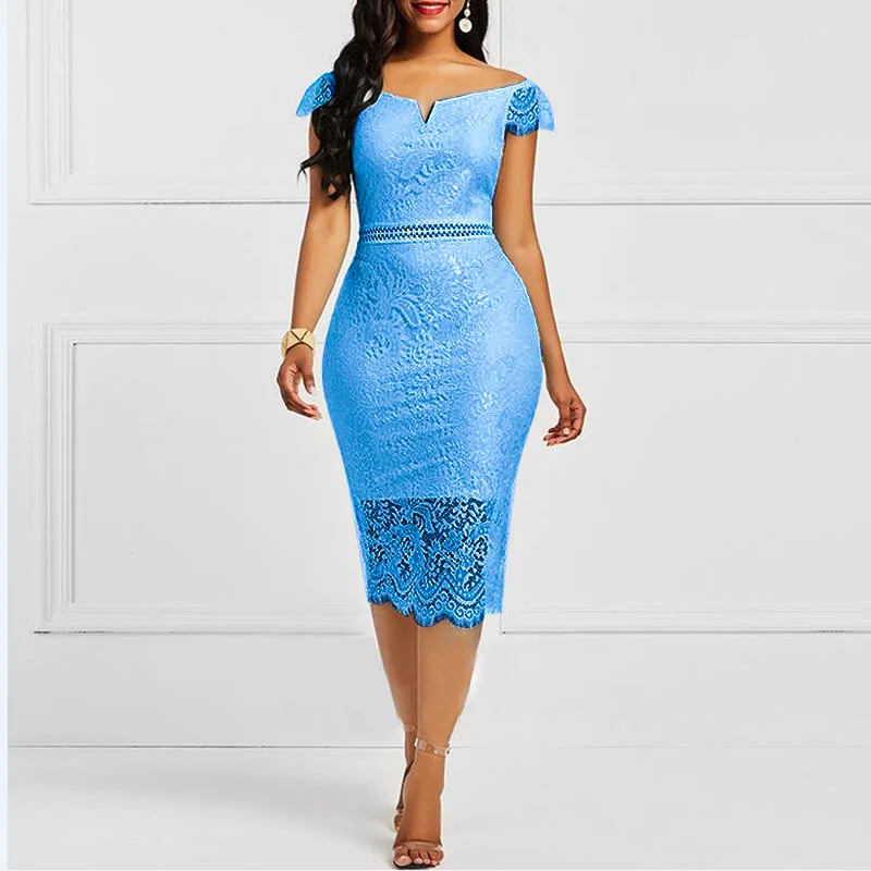限定 New Year Essential 2025 Dress Yixin 2025 L-3XL Women's Short Sleeve Lace Evening Dress