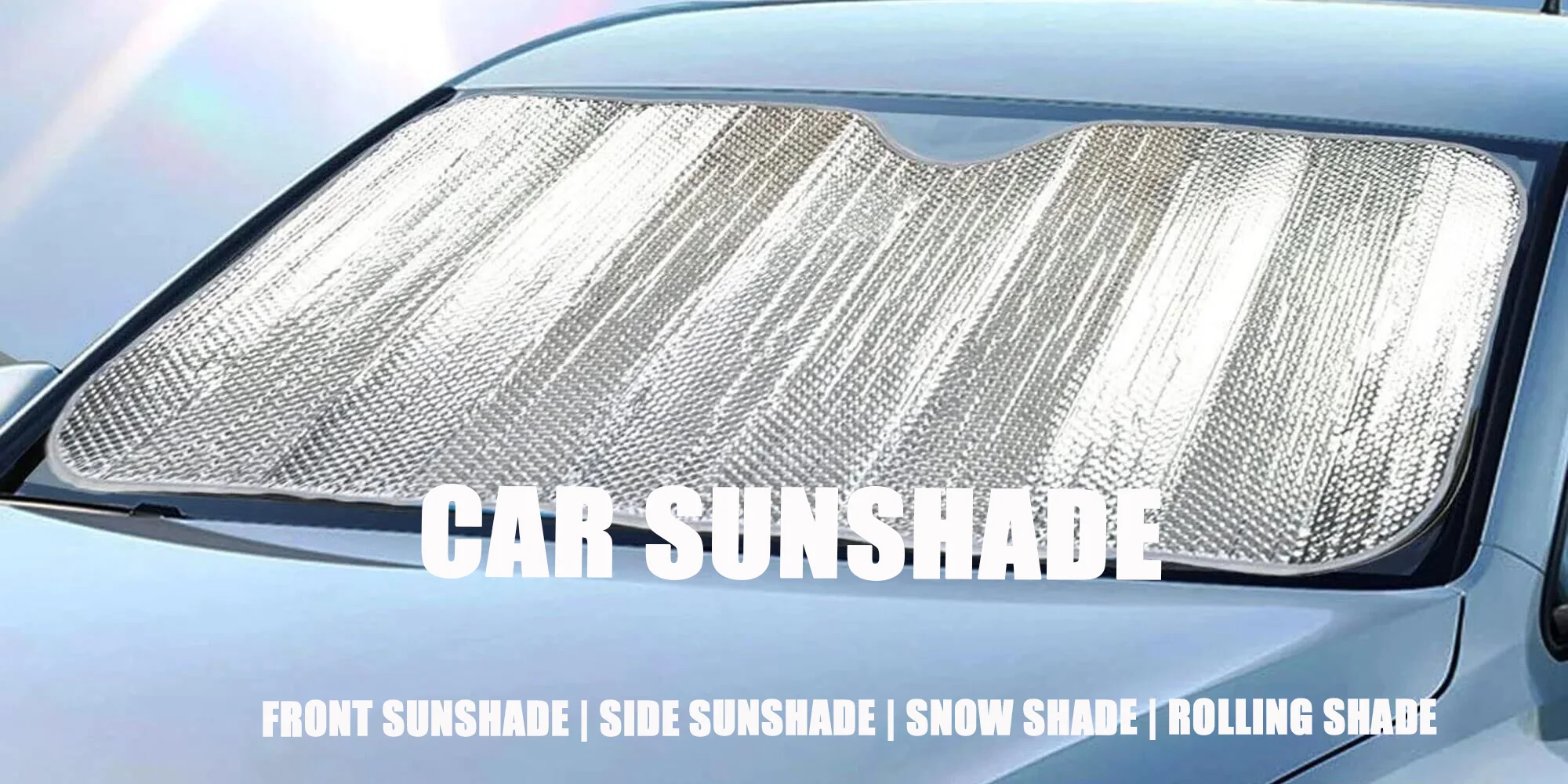 Foldable Car Windshield Sun Shade Umbrella – Front Window Sunshade Visor – Silver & Black