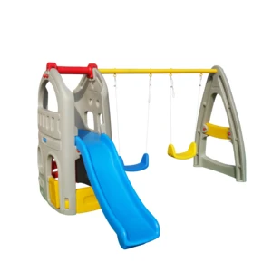 Children Indoor Outdoor Colorful Plastic Duo Mimi Swing Slide Combination