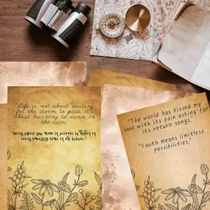 For Retro Vintage A4 Double-Sided 50 Sheets Letter Paper for Writing DIY Journal Decoration
