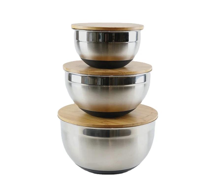 Stainless Steel Mixing Bowl with Bamboo Lid