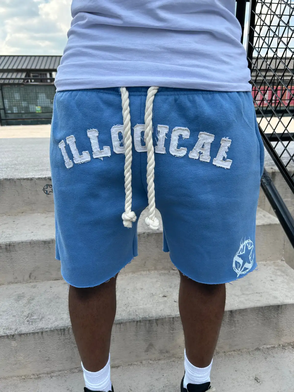 Custom Summer Jogger Sweat Shorts Cotton French Terry Baggy Distressed Puff Print Embroidery Acid Wash Shorts for Men gallery 7