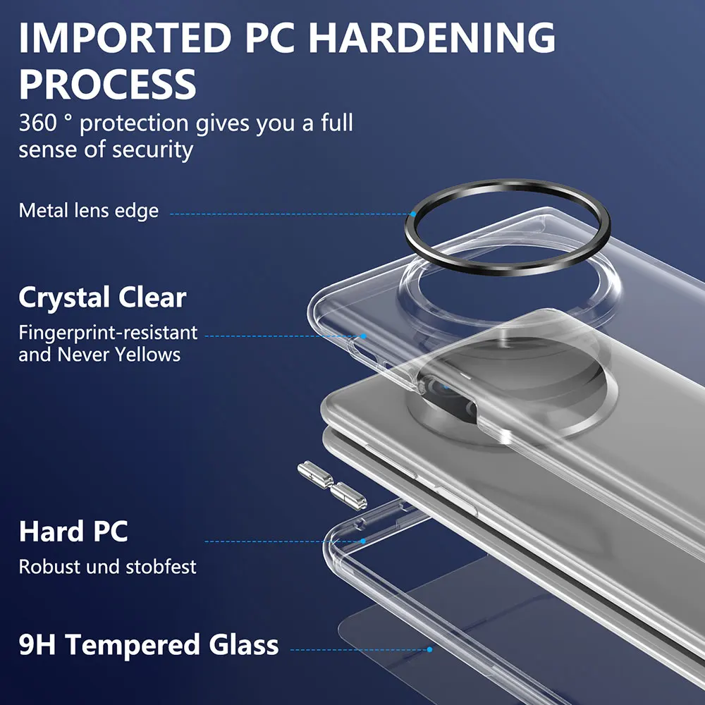 Laudtec Sjk950 Clear Phone Case Transparent Metal Lens Anti Yellow Skin Friendly Simple Fashion Cover For Huawei Mate X3/X5 factory