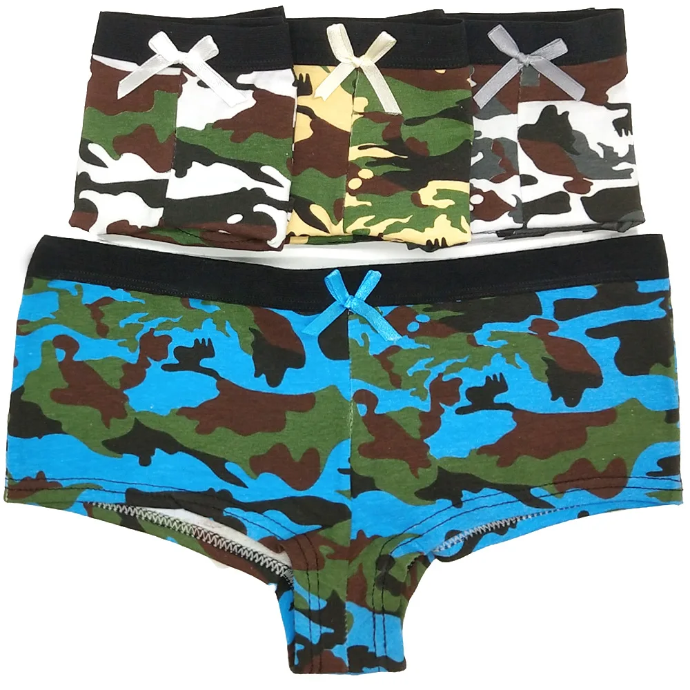 Camouflage Women Boyshort Underwear Cotton Boxer Panties No Show BoyShorts  Panty Breathable Stretch Boxer Briefs for Ladies