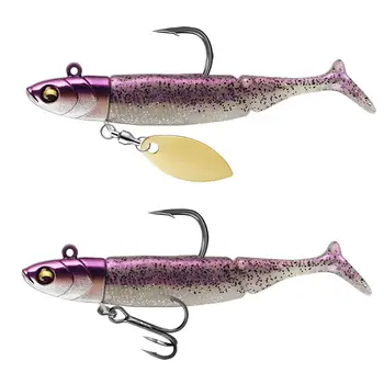 15g/20g PVC Metal Integrated Artificial Hard Bait Glitter Jig Head Black Minnow Lure for Zander River Lake Fishing – Metal Jig – view 4
