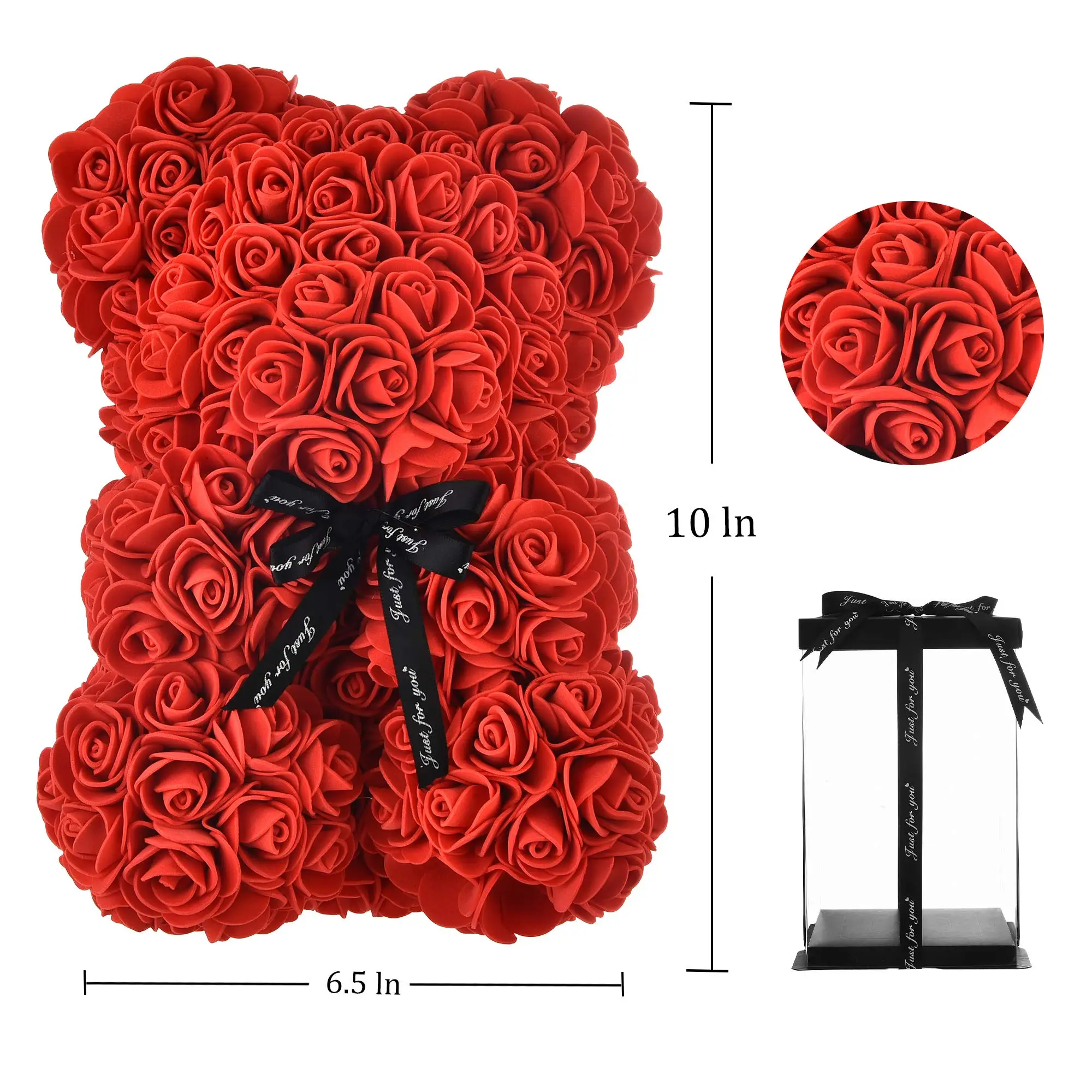 Diy 25cm Teddy Rose Bear With Box Artificial Pe Flower Roses Bear ...