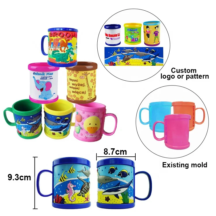 FAMA Audit Factory Custom Promotion Gifts Plastic Mug Soft Rubber Pvc Mugs Cartoon 3D Cute Mug for Kids