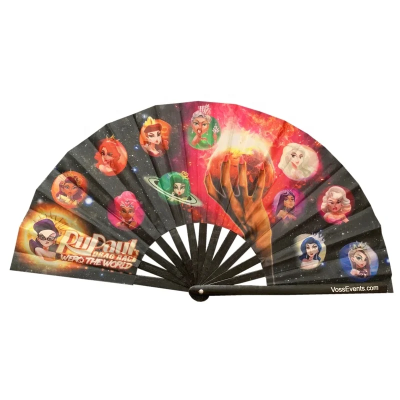 33 Cm Large Rave Hand Fans Big Folding Bamboo Fan For Party Show And ...