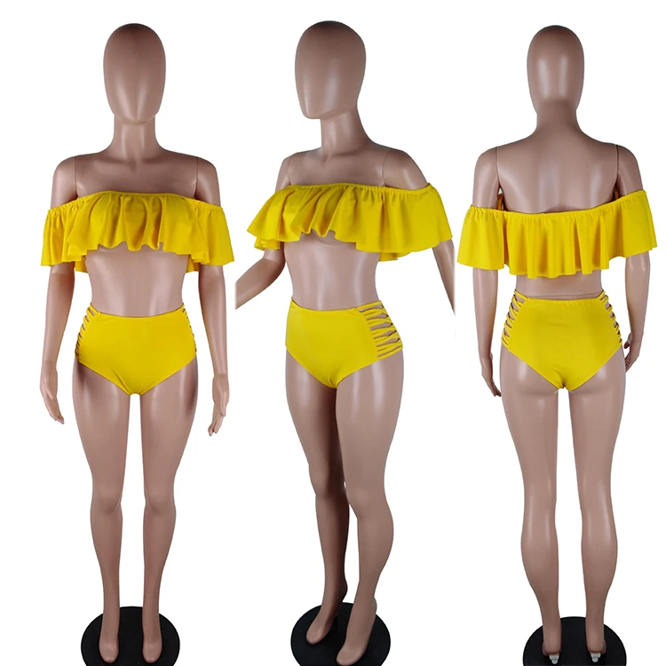 1041309 New Arrival 2021 Summer Solid Color Swimwear Sexy Bikini Two Piece Swimsuit