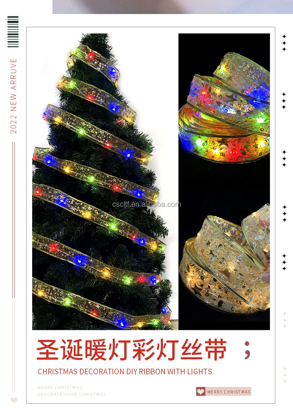 110m Christmas Tree Led Ribbon Glowing Bows Led Fairy Strings Lights