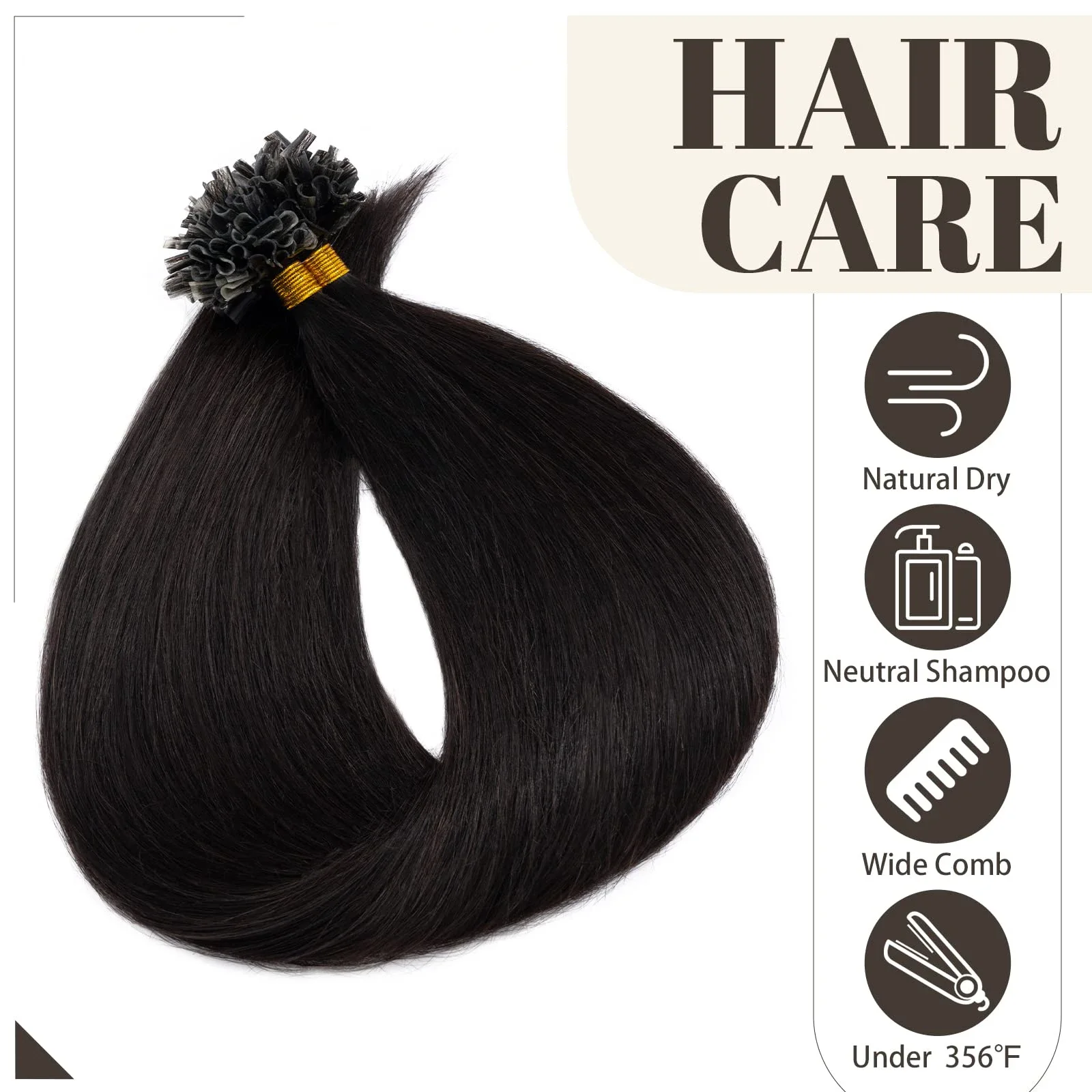Gerade U-Tip-Haarverlängerungen, 100 % Echthaar, Nr. 1B, natürliche Farbe, Keratin-Kapsel-Fusion-Haarverlängerungen, 50 g/Packung, für Frauen_voghion.com