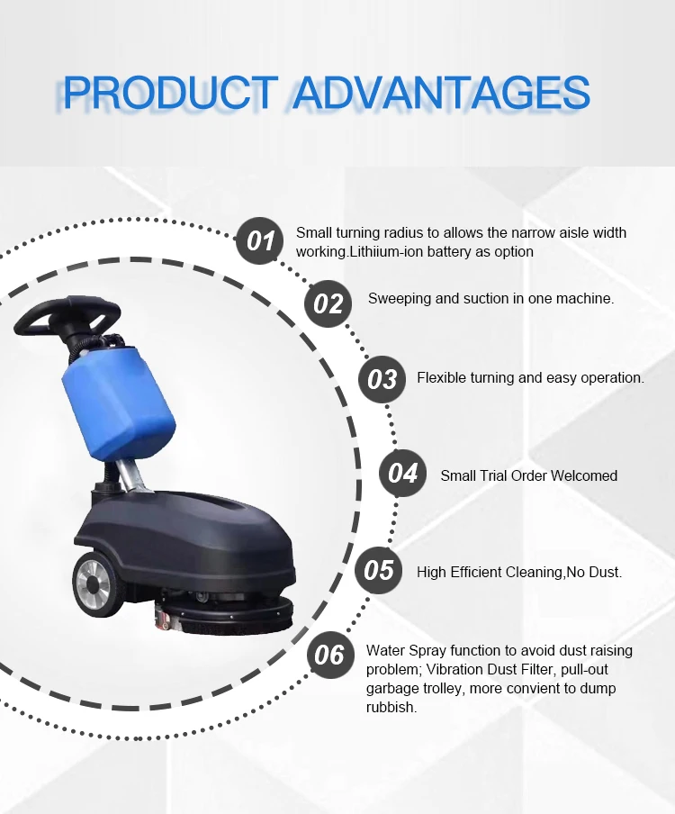 Mini Clean Machine Hand Push Auto Brush Electric Industrial Walk Behind Rotary Mini ...