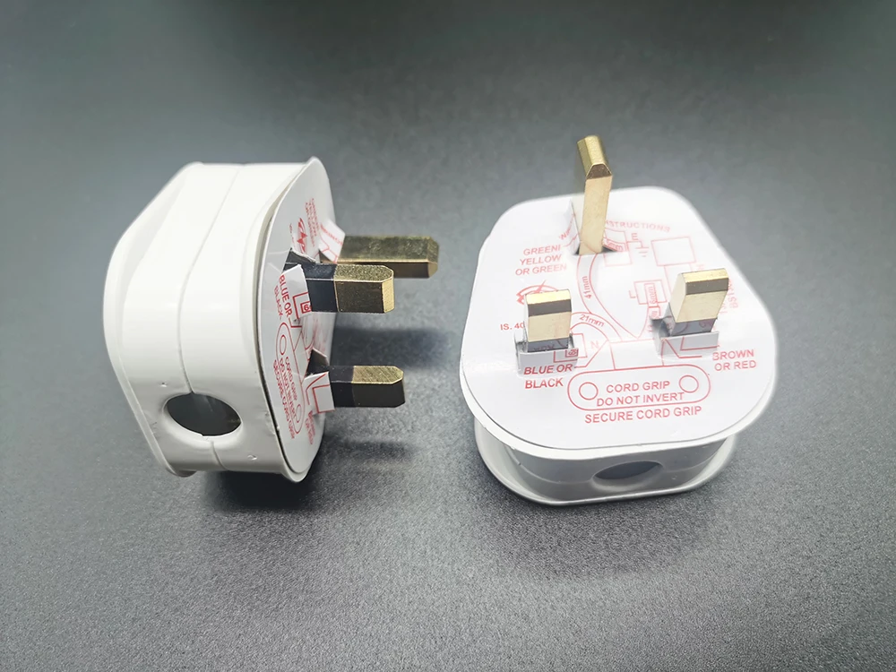 UK 3 Pins AC Electrical Power Rewireable Plug Male Wire Fused Socket Outlet Adaptor Extension Cord Cable Connector