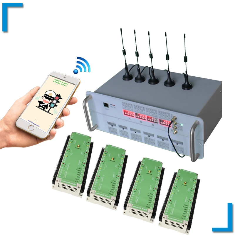 Intersection Traffic Light System Smart Control Traffic System Wireless Solar Traffic System IP 65