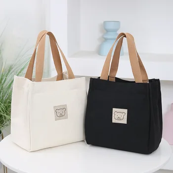 2024 Cute Japanese Canvas teddy bear Handbag Wholesale of Large Capacity Shoulder women's tote bag with bear for Men and Women
