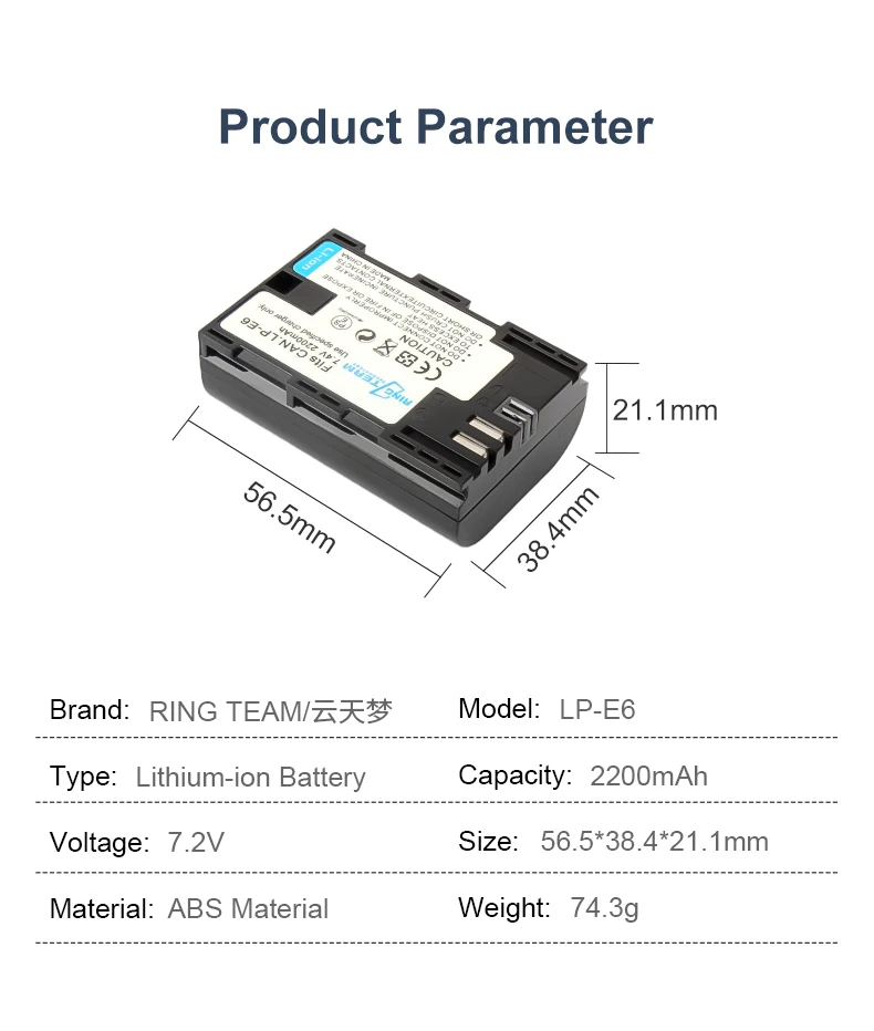 Fully decode LP-E6 digital camera battery for Canon EOS R5 R6 7D 5D2 5D3 Mark III 6D 80D 70D 5DS R 0D 5D4 SLR camera factory