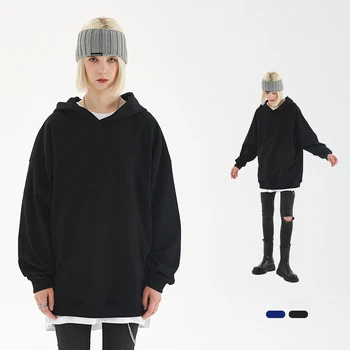 Custom high quality blank 400 Gram 100% Cotton heavy wool hoodie oversized hoodie