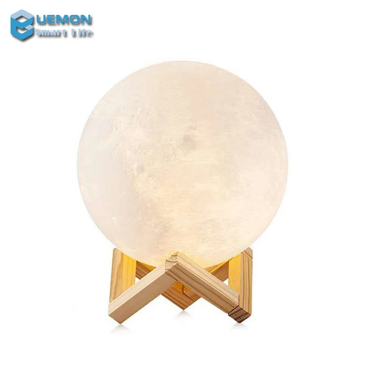 UEMON Modern 3D Moon Model Wifi Smart LED Table Lamp Custom Bedside Desk Lamp Tuya for European Style Room Lighting PC Body AC