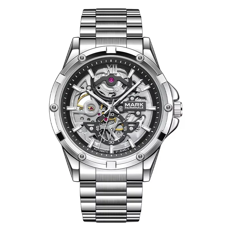 Mark Fairwhale 6960 Luxury Skeleton Watches with Alarm