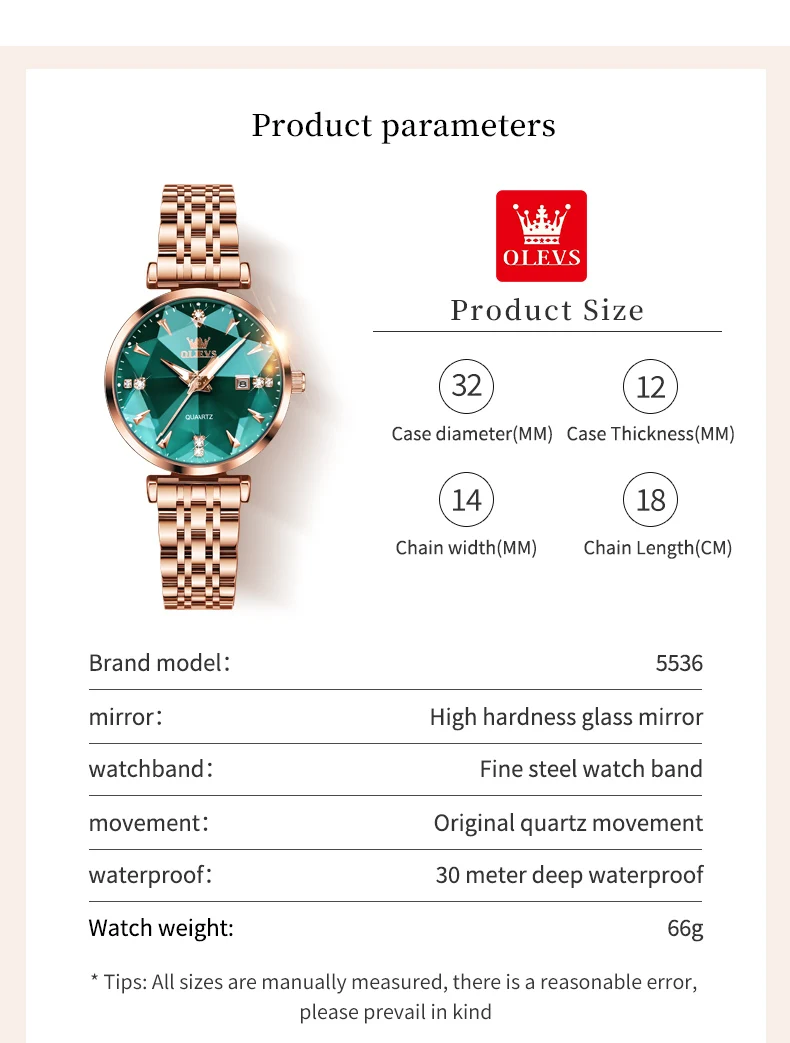 Olevs 5536 Luxury Fashion Casual Design Waterproof Wrist Watch Bright Multi Glass Ladies Quartz Women Watches for Girl Female