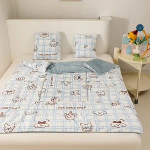 Cartoon Foldable Milk Fleece 3PLY Reversible Blanket Multi-use Velvet Winter Sofa Bed Throws & Blankets