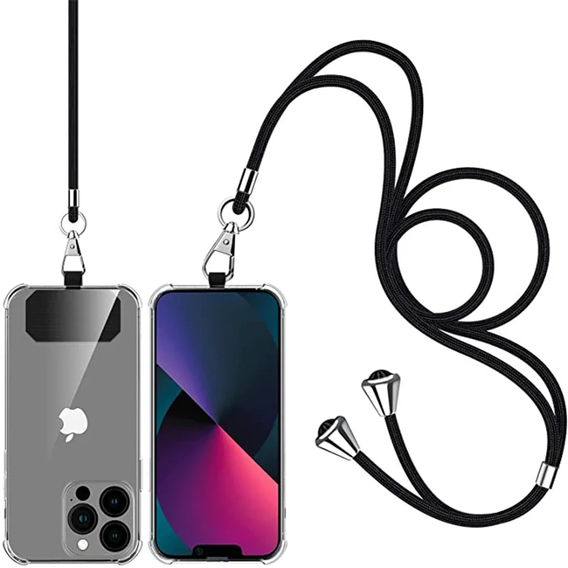 Universal Detachable Adjustable Strap Crossbody Phone Lanyard For Mobile Phone Transparent Patch Necklace Hanging Cord Rope