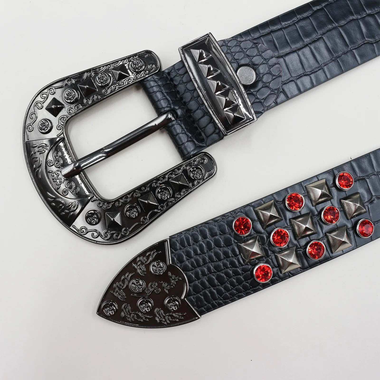 3pcs Studded Belt Y2K Punk Rock Rivet Belt with Pyramid Studs Faux Leather XIATIAN Studded Belt Metal Punk Rock Rivet Belts for Women  main image 2
