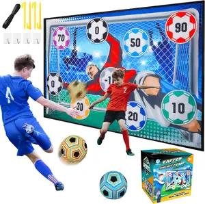 EPT Kids Backyard Outdoor Indoor Toys Soccer Ball Game Set Soccer Game Target with 2 Soccers