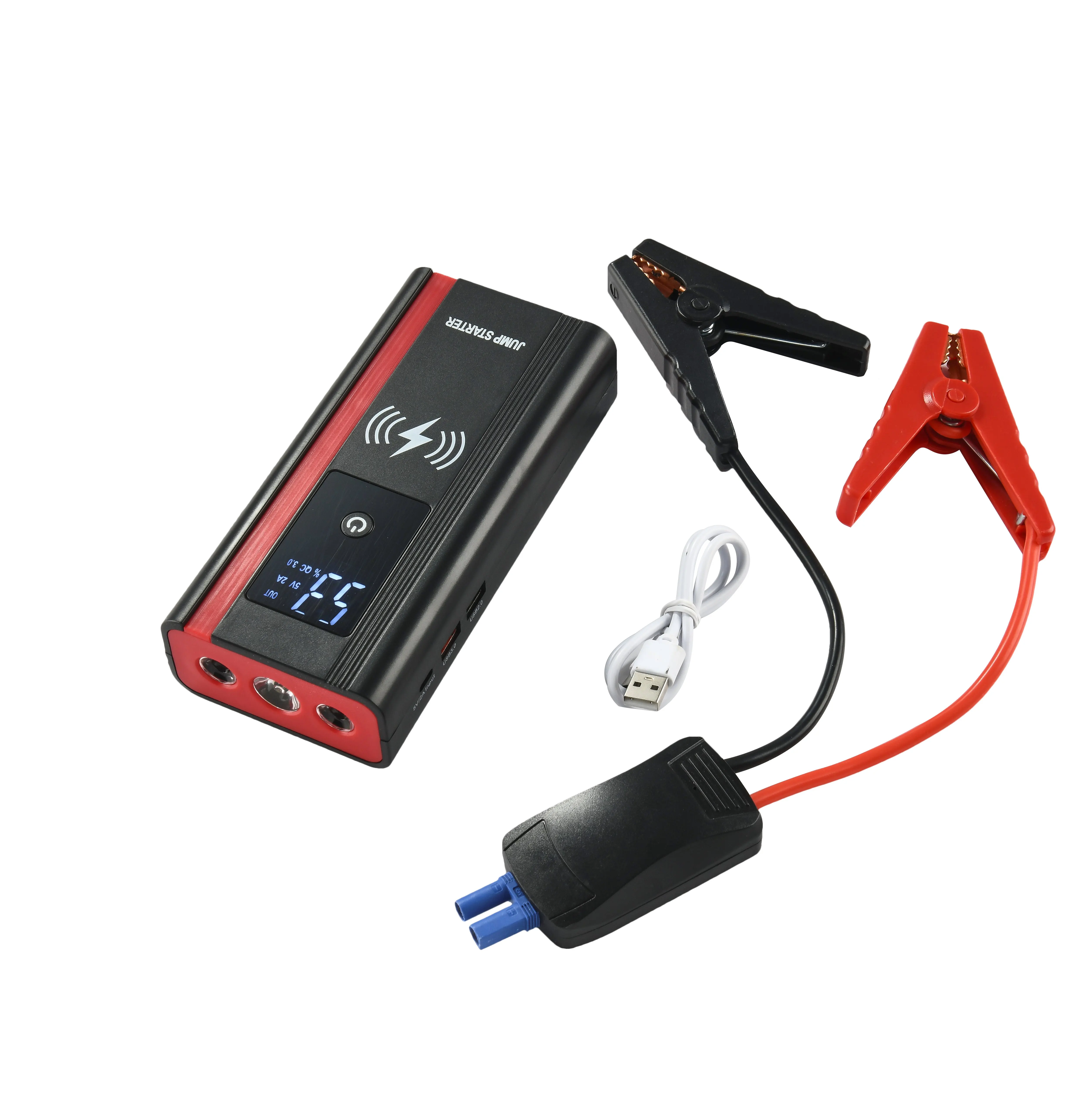 12V נייד Jump Start Car Booster 8000mAh עבור 7.0L בנזין ודיזל 3.8L עם מדחס אוויר טעינת טלפון אלחוטי