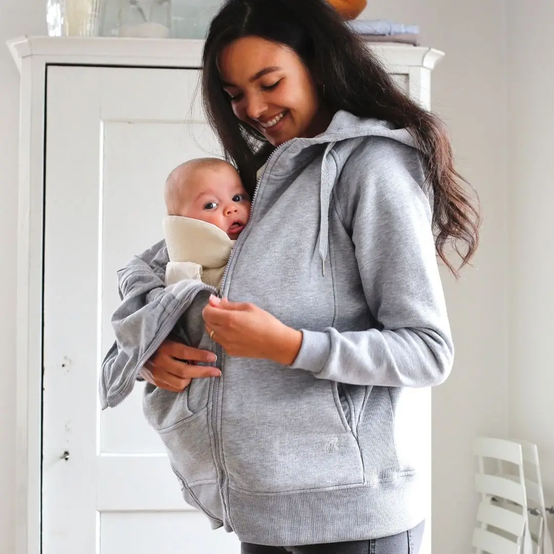 MissChild Baby Carrier Hoodie 3 in 1 Women Maternity Sweatshirt Fleece Kangaroo Pocket Coat Jacket for Pregnant Baby Wearing Baby Holder Pullover 
