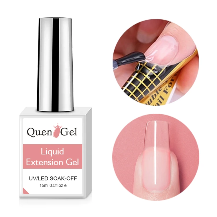 Wholesale Customized Logo Nail Extensions Fast Liquid Brush on Poly Gel UV LED Brushable Soak Off for Nails With 15ml Bottle