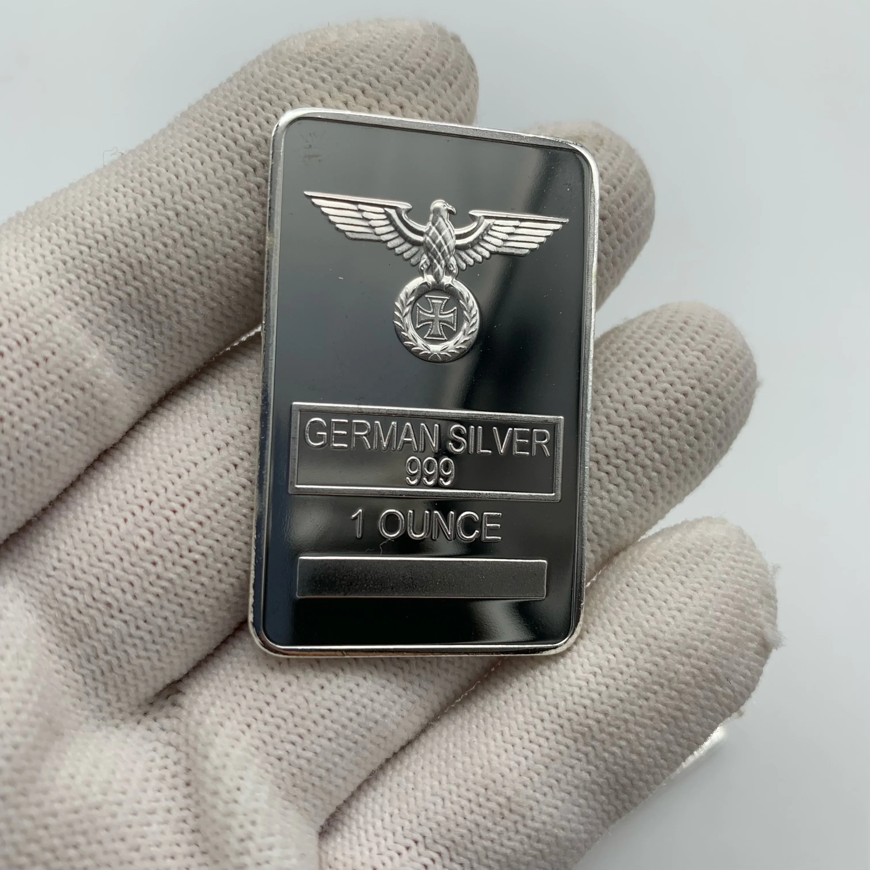Non-magnetic Zinc Alloy Silver Plated One Ounce Bar Coin