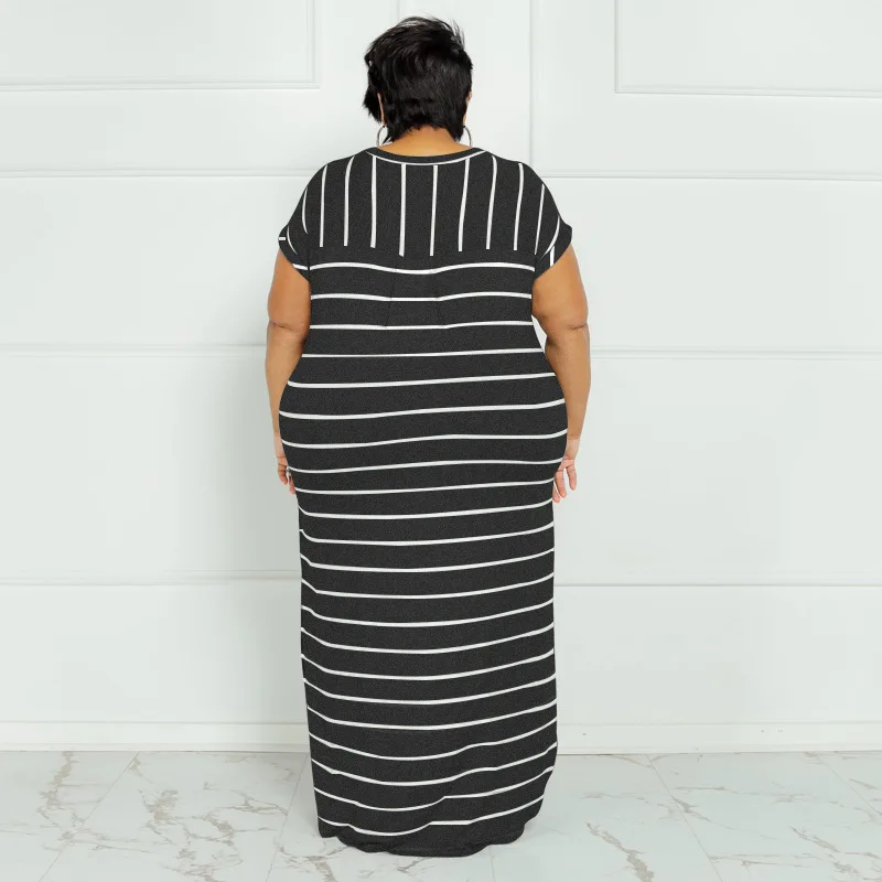 Vestidos informales sueltos para damas gordas con bolsillo de