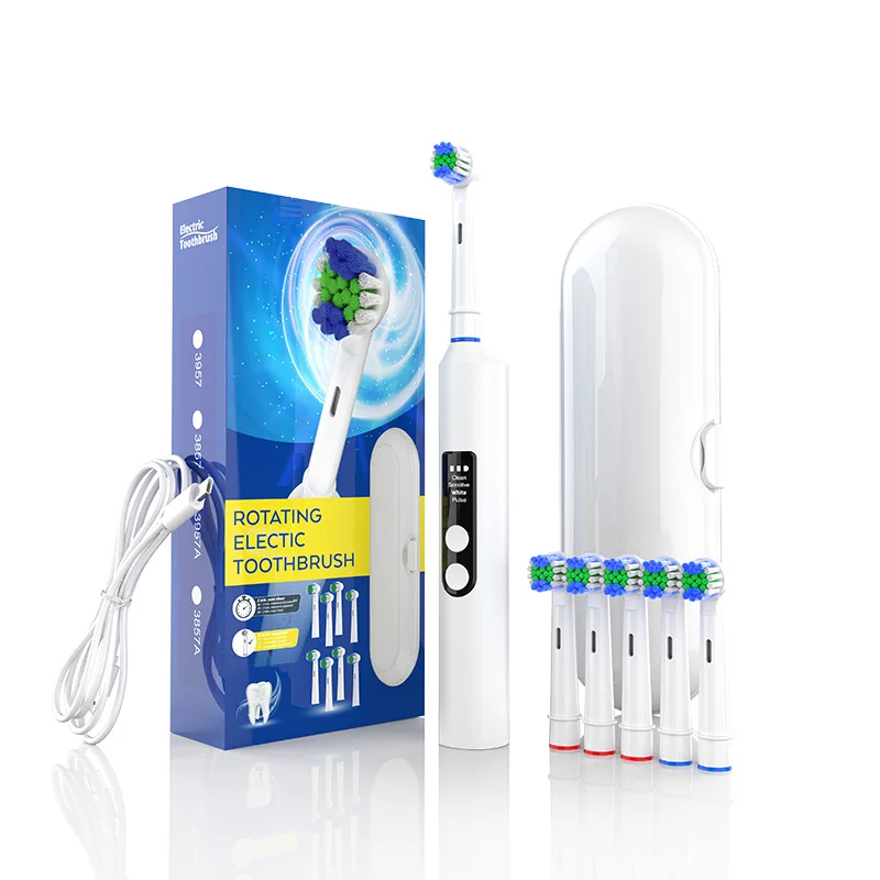 IPx7 Chargeable Electric Toothbrush Oral Cleaning Rotating Electric Toothbrush With 6 Soft Bristles Brush Heads