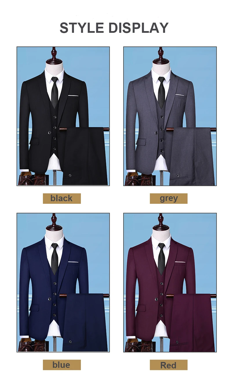 Oem Custom 3pcs Luxury Office Suit Men's Wedding Formal Wear Standard ...