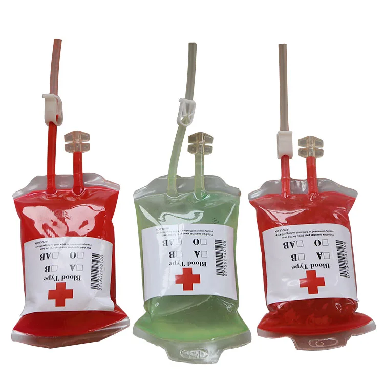 Toyvian 10pcs Vampire Blood Bags Sacchetti di sangue di Halloween Sacchetto di bevande Succo contenitore con siringa 