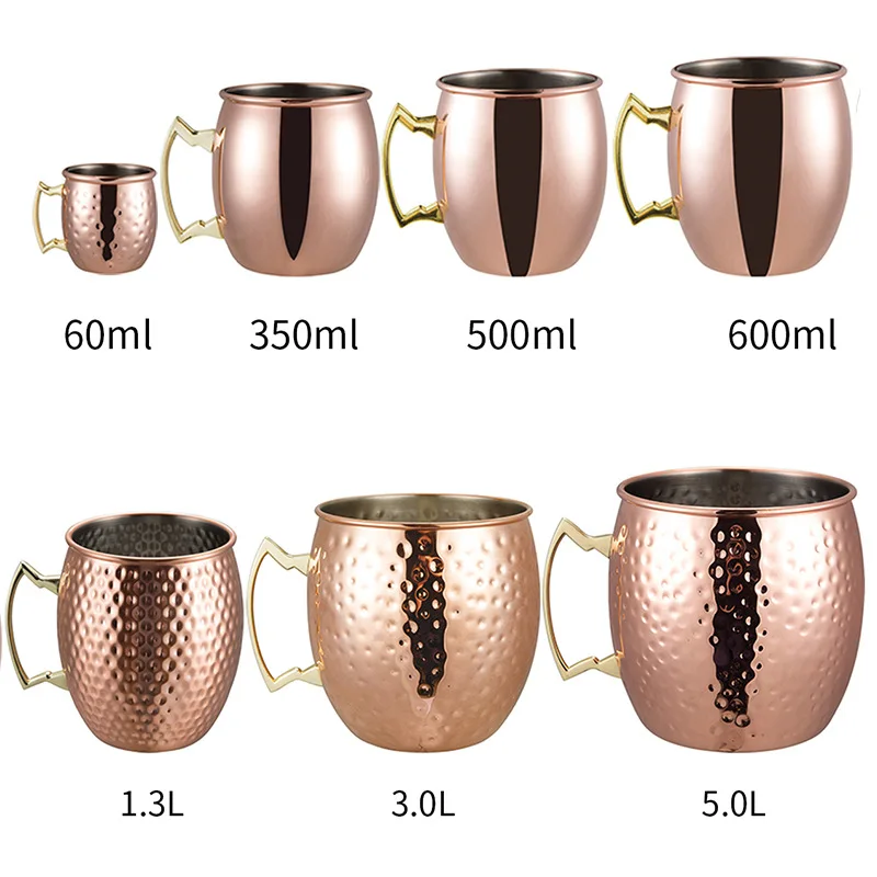 Wholesale Moscow Mule Copper Mugs Hammered Cups Stainless Steel Lining
