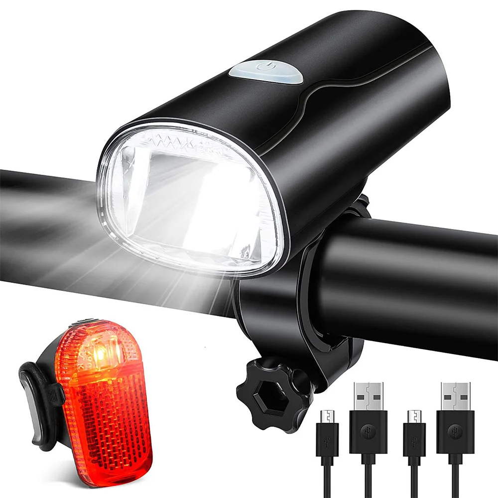 StVZO Waterproof usb rechargeable bicycle led rear head tail handle bar lights set front and back bike accessories light