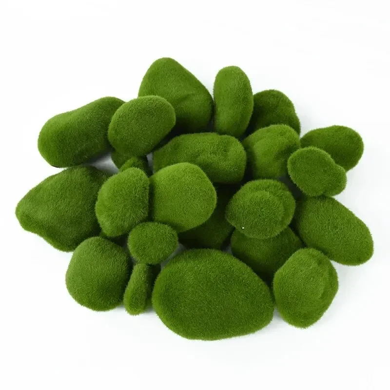 Mix Size  Simulation Moss Stone Artificial Rocks Ball Green Plant for Home Garden Flower Pot  Decoration Crafts