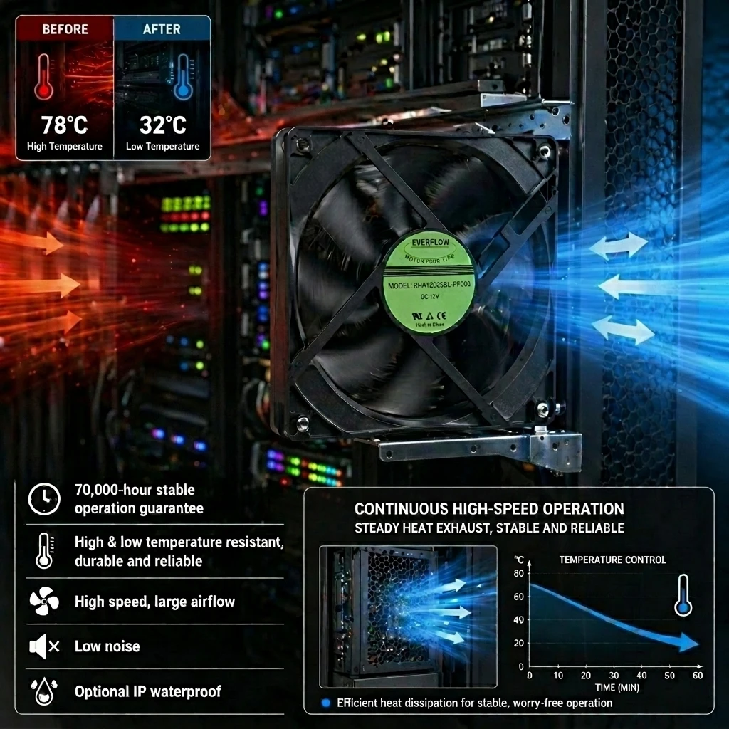 Axial Brushless Fan, 8038, 18000, RPM, PBT - detail 4