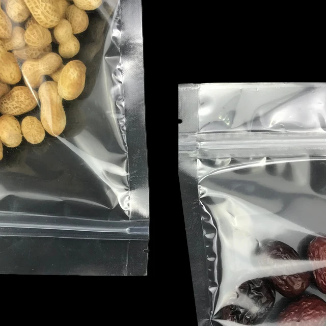 In Stock PET Clear Transparent Zip Lock Stand up Pouch Plastic Food Spice Packaging Bags with Zipper