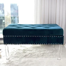 Wholesale Long Ottoman Stool Fashion Luxury Hot Sale Comfortable Footstool Ottoman Bench Velvet Shoe Change Stool