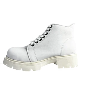 Factory White Fashion Canvas Breathable Safety Shoes for Women Walk Using Wear Resisting Lace up Style Can OEM