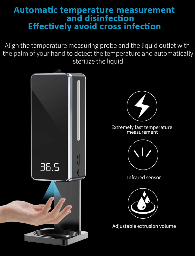 Wall-Mounted Infrared Thermometer 2 in 1 1000ml Soap Dispenser Soap Dispenser 