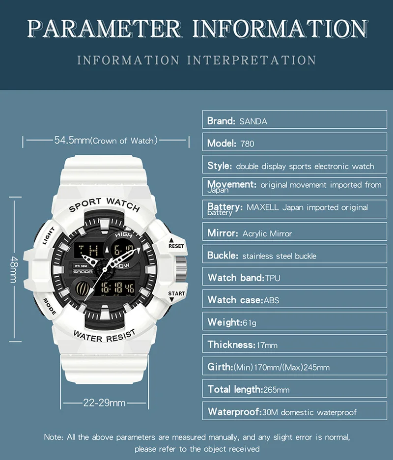 Sanda Trendy Sports Watch