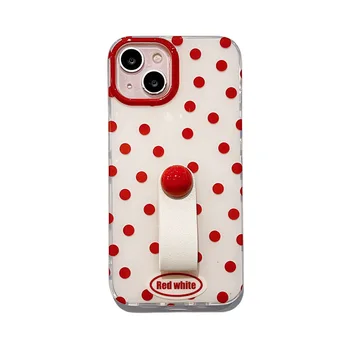 INS Grid Pattern Dot Strap Buckle Ring IMD Shockproof Protective Mobile Phone Back Cover Cases For iPhone 13 14 15 Pro Max Case